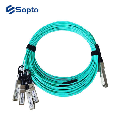 High Speed AOC Optical Fiber Cables 40G QSFP+ To 4 SFP+ 20M
