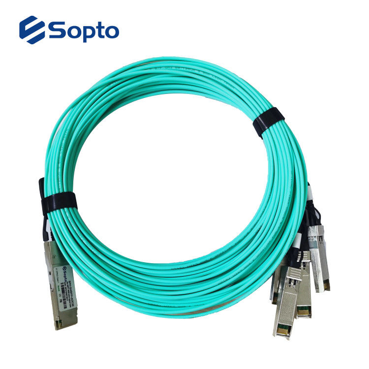 High Speed AOC Optical Fiber Cables 40G QSFP+ To 4 SFP+ 20M